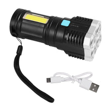 Multifunctional Strong 4 LED Torch Light, Portable Rechargeable Flashlight Long Distance Beam Range 800 Lumens COB Light 4 Mode Emergency for Hiking, Walking, Camping (4 LED Torch)