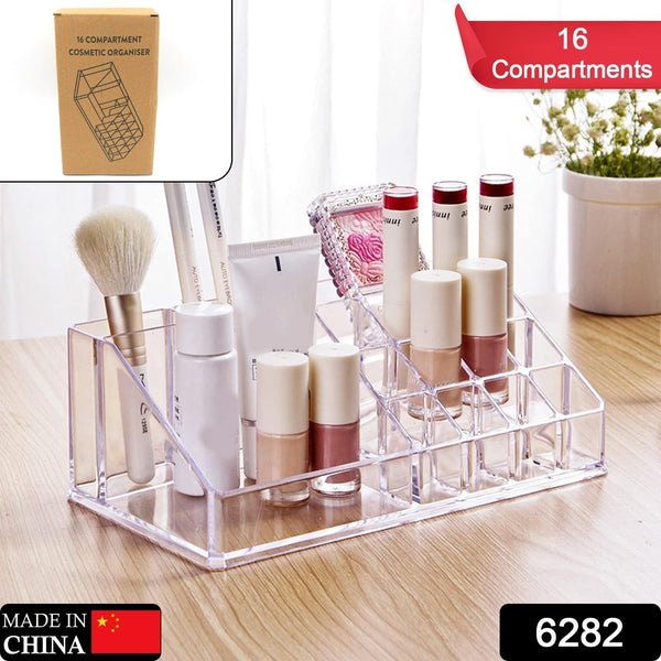 16 Compartment Cosmetic Makeup Jewellery Lipstick Storage Organiser Box, Cosmetic Storage Box Make-up Lipstick Organizer / Lipstick Holder Case  Transparent