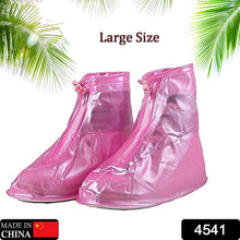 Plastic Shoes Cover Reusable Anti-Slip Boots Zippered Overshoes Covers Pink, Transparent Waterproof Snow Rain Boots for Kids/Adult Shoes, for Rainy Season (L Size1 Pairs)