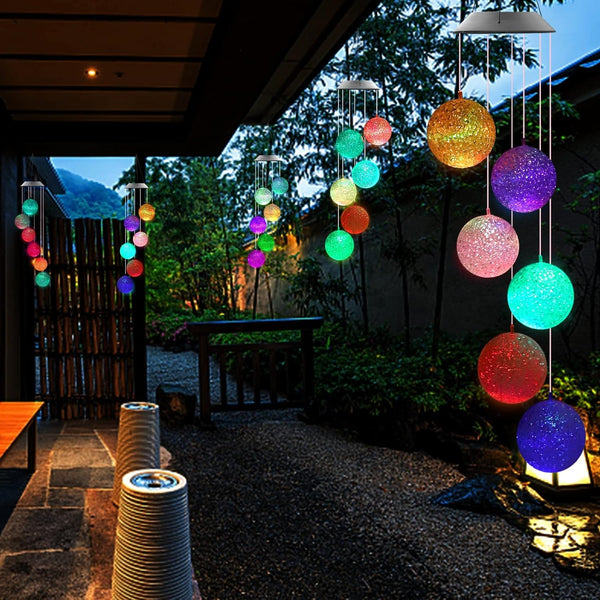 Solar Crystal Ball Color Changing Solar Powered LED Hanging Light for Patio Yard Garden Home Outdoor Night Decor, Gifts