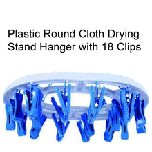 1366 Plastic Round Cloth Drying Stand Hanger with 18 Clips (Multicolour) 