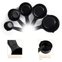 2646 Plastic Measuring Cups and Spoons (11 Pcs, Black) With butterfly shape Holder 