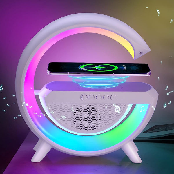 3-in-1 Multi-Function LED Night Lamp with Bluetooth Speaker, Wireless Charging, for Bedroom for Music, Party and Mood Lighting - Perfect Gift for All Occasions blootuth speaker (Media Player)