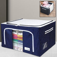 Foldable Steel Frame Clothes Living Storage Organizer Handled Bag Box for Large Size Bedding, Blankets, Women Saree, Toys & Cloth Storage Box / Bag (66 Liter)