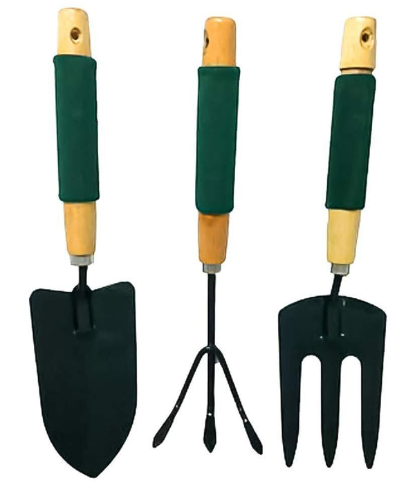 1505 Gardening Tool Wood Handle Cultivator Trowel Forks Tool Set (3 pack) 