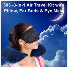 505 -3-in-1 Air Travel Kit with Pillow, Ear Buds & Eye Mask AEROKING OVERSEAS WITH BZ LOGO