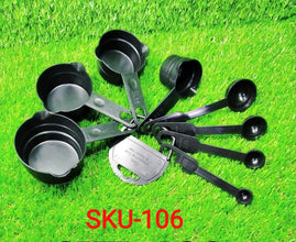 106 Plastic Measuring Cups and Spoons (8 Pcs, Black) AEROKING OVERSEAS